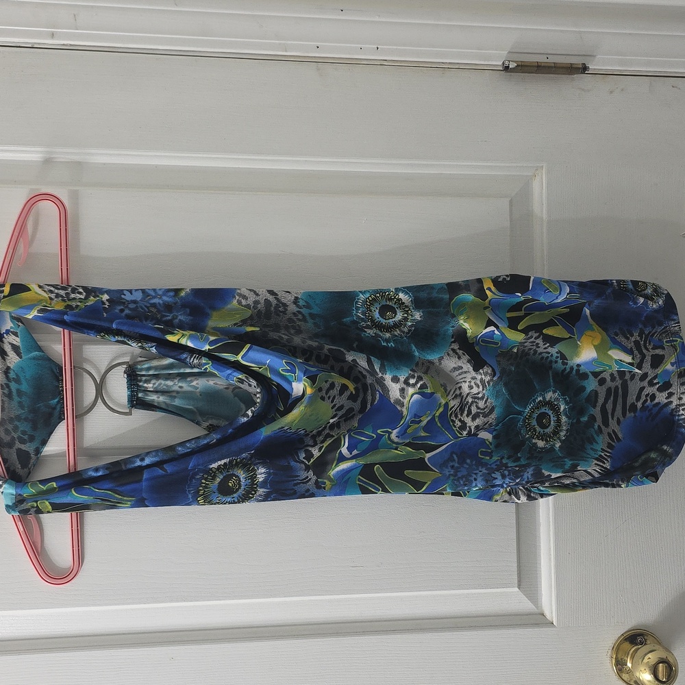 Blue and Green Floral Mini Dress